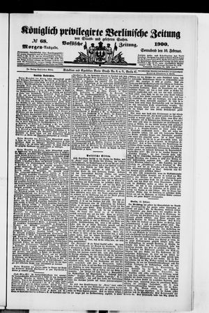 Königlich privilegirte Berlinische Zeitung von Staats- und gelehrten Sachen on Feb 10, 1900