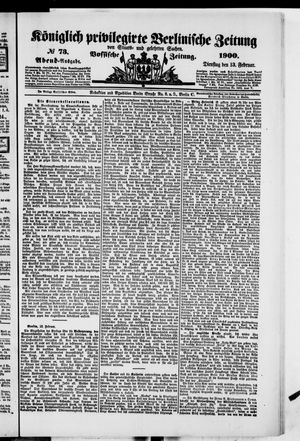 Königlich privilegirte Berlinische Zeitung von Staats- und gelehrten Sachen vom 13.02.1900