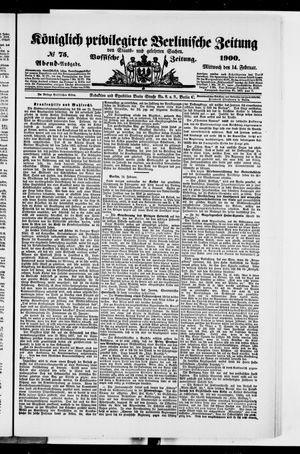 Königlich privilegirte Berlinische Zeitung von Staats- und gelehrten Sachen vom 14.02.1900