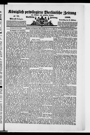 Königlich privilegirte Berlinische Zeitung von Staats- und gelehrten Sachen vom 15.02.1900