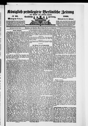 Königlich privilegirte Berlinische Zeitung von Staats- und gelehrten Sachen vom 21.02.1900