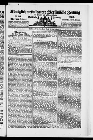 Königlich privilegirte Berlinische Zeitung von Staats- und gelehrten Sachen vom 22.02.1900