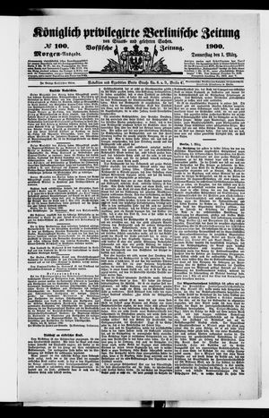 Königlich privilegirte Berlinische Zeitung von Staats- und gelehrten Sachen vom 01.03.1900