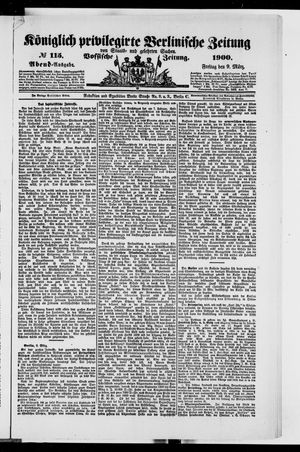 Königlich privilegirte Berlinische Zeitung von Staats- und gelehrten Sachen vom 09.03.1900