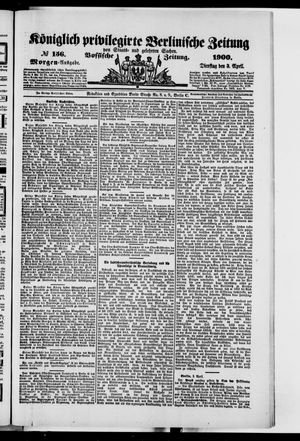 Königlich privilegirte Berlinische Zeitung von Staats- und gelehrten Sachen vom 03.04.1900