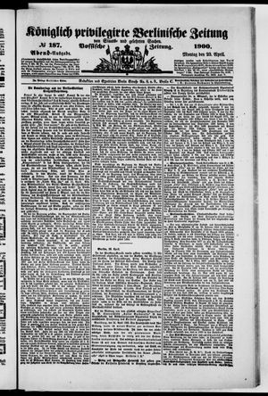 Königlich privilegirte Berlinische Zeitung von Staats- und gelehrten Sachen vom 23.04.1900