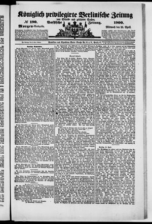 Königlich privilegirte Berlinische Zeitung von Staats- und gelehrten Sachen vom 25.04.1900
