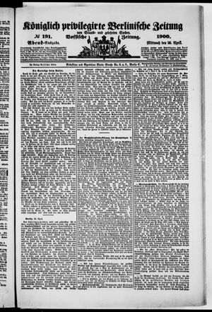 Königlich privilegirte Berlinische Zeitung von Staats- und gelehrten Sachen vom 25.04.1900