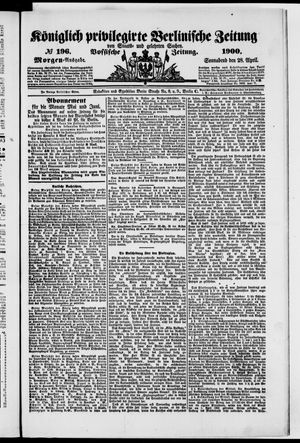 Königlich privilegirte Berlinische Zeitung von Staats- und gelehrten Sachen vom 28.04.1900