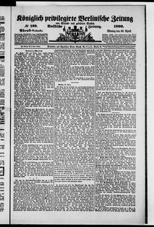 Königlich privilegirte Berlinische Zeitung von Staats- und gelehrten Sachen on Apr 30, 1900