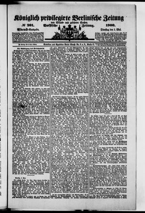 Königlich privilegirte Berlinische Zeitung von Staats- und gelehrten Sachen vom 01.05.1900