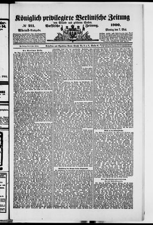 Königlich privilegirte Berlinische Zeitung von Staats- und gelehrten Sachen on May 7, 1900