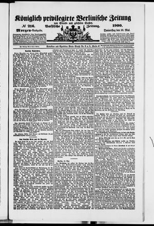 Königlich privilegirte Berlinische Zeitung von Staats- und gelehrten Sachen vom 10.05.1900