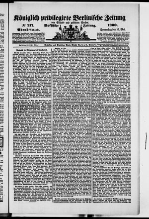 Königlich privilegirte Berlinische Zeitung von Staats- und gelehrten Sachen vom 10.05.1900