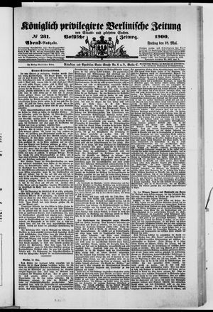 Königlich privilegirte Berlinische Zeitung von Staats- und gelehrten Sachen on May 18, 1900