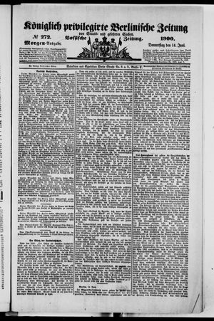 Königlich privilegirte Berlinische Zeitung von Staats- und gelehrten Sachen vom 14.06.1900