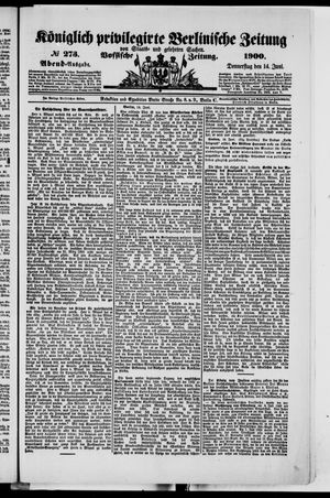 Königlich privilegirte Berlinische Zeitung von Staats- und gelehrten Sachen on Jun 14, 1900