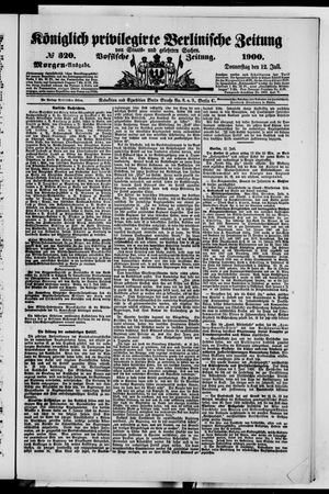 Königlich privilegirte Berlinische Zeitung von Staats- und gelehrten Sachen vom 12.07.1900