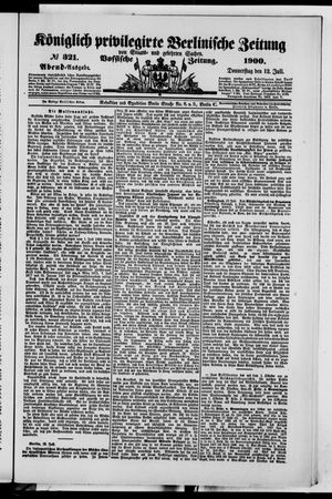 Königlich privilegirte Berlinische Zeitung von Staats- und gelehrten Sachen vom 12.07.1900
