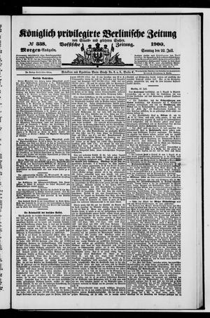 Königlich privilegirte Berlinische Zeitung von Staats- und gelehrten Sachen vom 22.07.1900