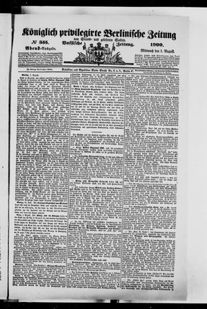 Königlich privilegirte Berlinische Zeitung von Staats- und gelehrten Sachen vom 01.08.1900