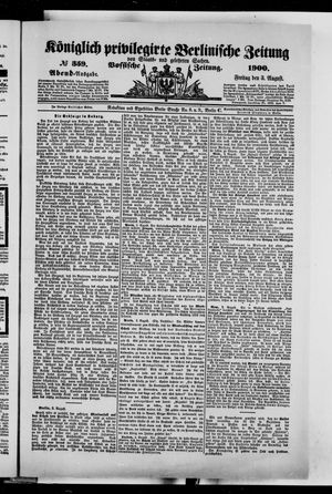 Königlich privilegirte Berlinische Zeitung von Staats- und gelehrten Sachen vom 03.08.1900