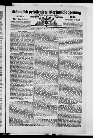 Königlich privilegirte Berlinische Zeitung von Staats- und gelehrten Sachen on Aug 5, 1900