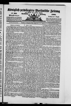 Königlich privilegirte Berlinische Zeitung von Staats- und gelehrten Sachen on Aug 7, 1900