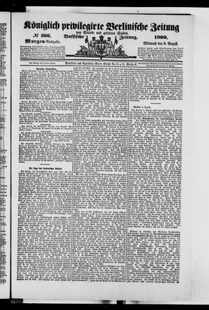 Königlich privilegirte Berlinische Zeitung von Staats- und gelehrten Sachen vom 08.08.1900