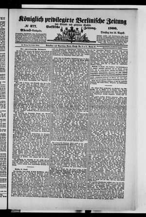 Königlich privilegirte Berlinische Zeitung von Staats- und gelehrten Sachen vom 14.08.1900