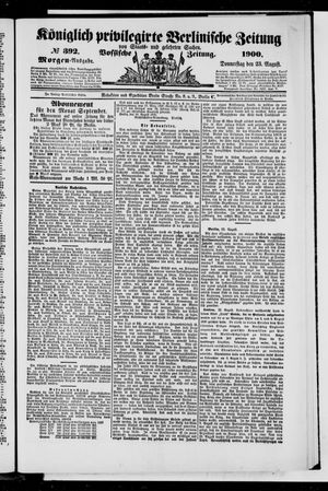 Königlich privilegirte Berlinische Zeitung von Staats- und gelehrten Sachen vom 23.08.1900