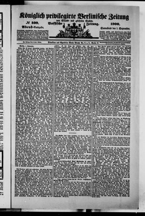 Königlich privilegirte Berlinische Zeitung von Staats- und gelehrten Sachen vom 01.09.1900