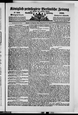 Königlich privilegirte Berlinische Zeitung von Staats- und gelehrten Sachen vom 02.09.1900