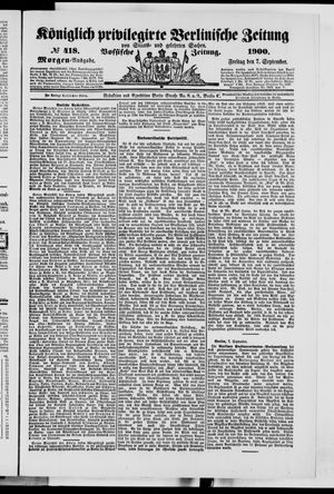 Königlich privilegirte Berlinische Zeitung von Staats- und gelehrten Sachen vom 07.09.1900