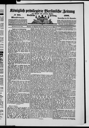 Königlich privilegirte Berlinische Zeitung von Staats- und gelehrten Sachen vom 20.09.1900