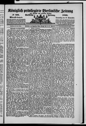 Königlich privilegirte Berlinische Zeitung von Staats- und gelehrten Sachen vom 27.09.1900