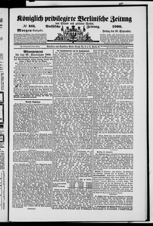 Königlich privilegirte Berlinische Zeitung von Staats- und gelehrten Sachen on Sep 28, 1900