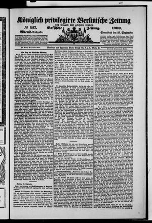 Königlich privilegirte Berlinische Zeitung von Staats- und gelehrten Sachen vom 29.09.1900