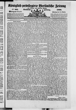 Königlich privilegirte Berlinische Zeitung von Staats- und gelehrten Sachen vom 14.10.1900
