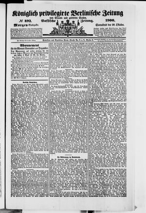 Königlich privilegirte Berlinische Zeitung von Staats- und gelehrten Sachen vom 20.10.1900