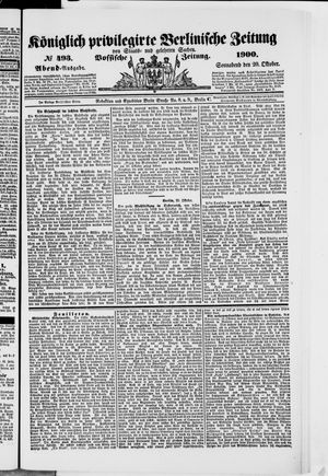 Königlich privilegirte Berlinische Zeitung von Staats- und gelehrten Sachen vom 20.10.1900