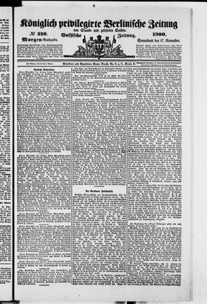 Königlich privilegirte Berlinische Zeitung von Staats- und gelehrten Sachen vom 17.11.1900