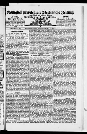 Königlich privilegirte Berlinische Zeitung von Staats- und gelehrten Sachen vom 25.11.1900