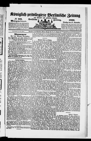 Königlich privilegirte Berlinische Zeitung von Staats- und gelehrten Sachen vom 27.11.1900