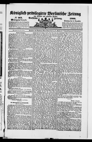 Königlich privilegirte Berlinische Zeitung von Staats- und gelehrten Sachen vom 02.12.1900