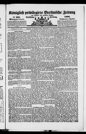 Königlich privilegirte Berlinische Zeitung von Staats- und gelehrten Sachen vom 04.12.1900