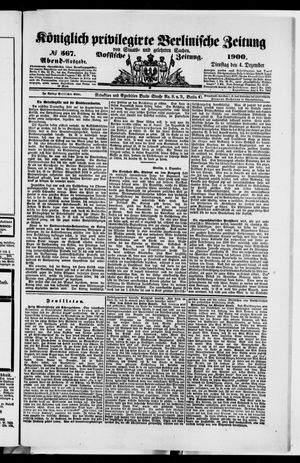 Königlich privilegirte Berlinische Zeitung von Staats- und gelehrten Sachen vom 04.12.1900
