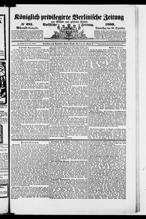Königlich privilegirte Berlinische Zeitung von Staats- und gelehrten Sachen vom 20.12.1900