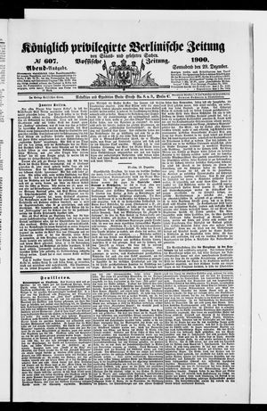 Königlich privilegirte Berlinische Zeitung von Staats- und gelehrten Sachen vom 29.12.1900