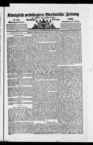 Königlich privilegirte Berlinische Zeitung von Staats- und gelehrten Sachen vom 17.01.1901